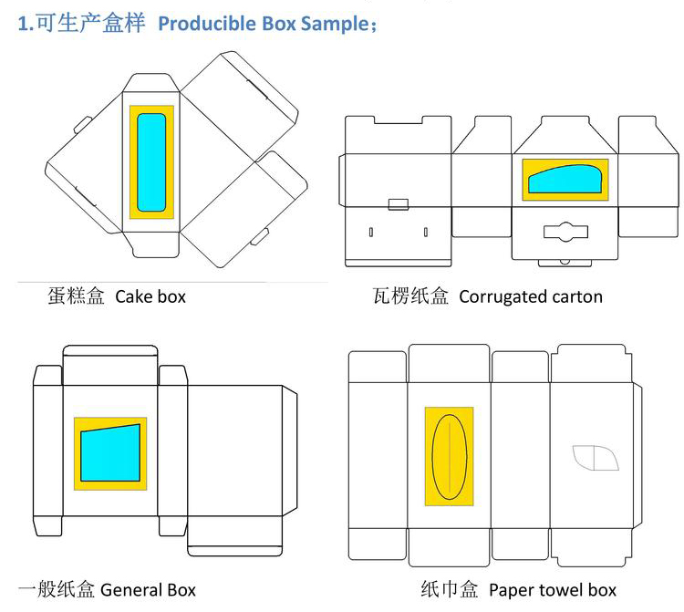 彩盒貼窗機設備加工樣盒